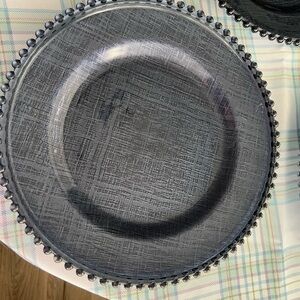 Elegant Blue linen look Charger Plates Set of 7 VGUC